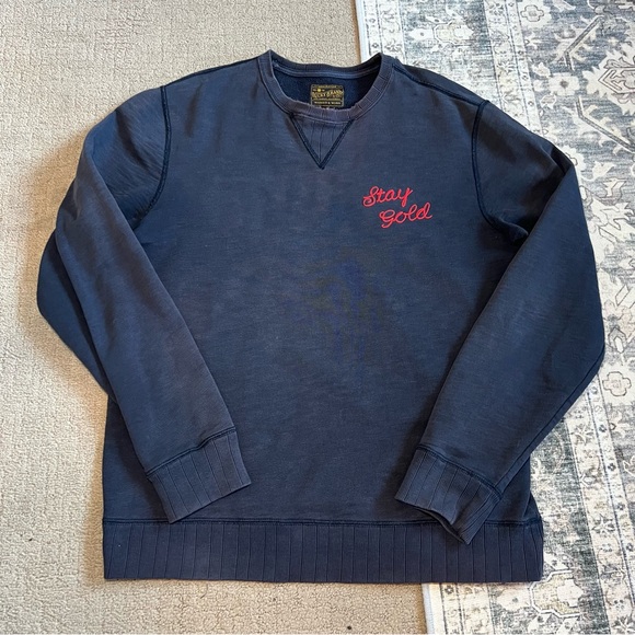 VTG Lucky Brand Men’s Sweatshirt Sz M California Bear Embroidered Faded Navy - Picture 2 of 15